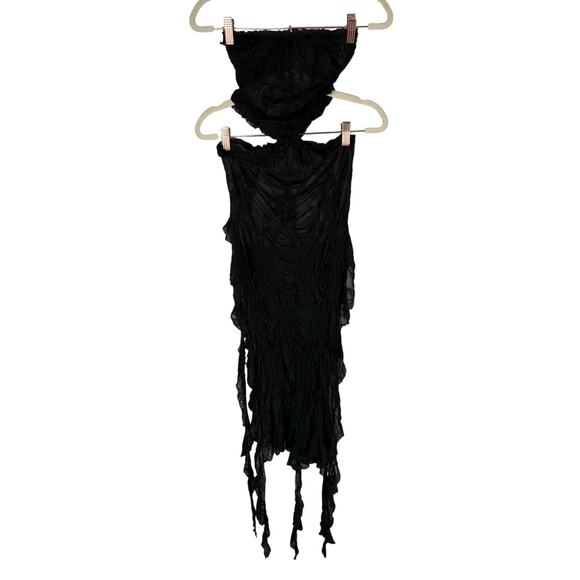 Jaded London Gaia Scrunch Lace Dress Strapless Cutout Party Edgy Goth Black Sz 2 - Picture 7 of 10